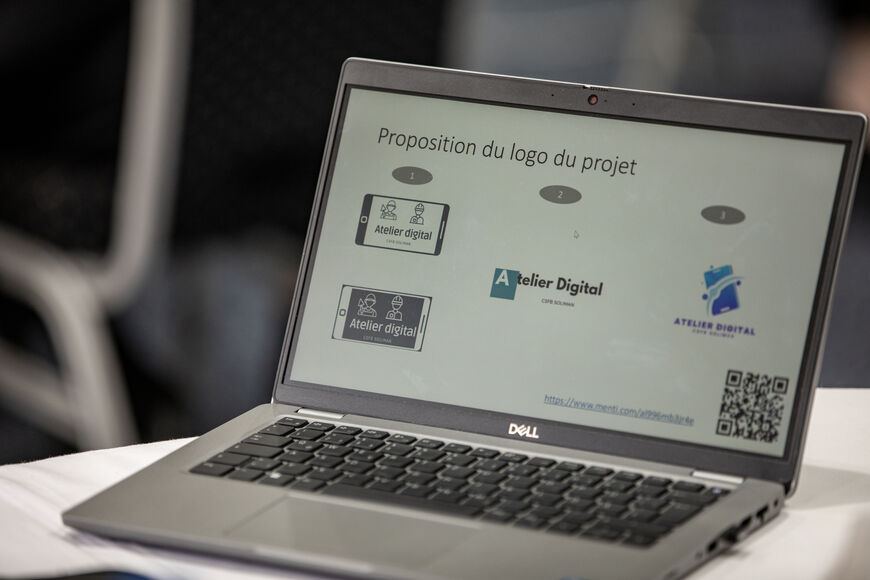 Notebook shows various logos.