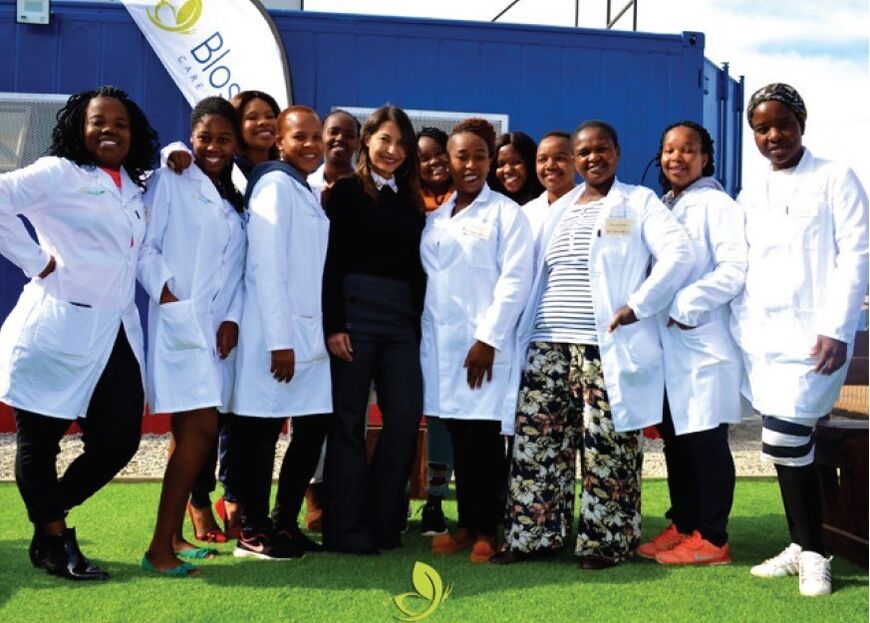 A group of women in front of the hub